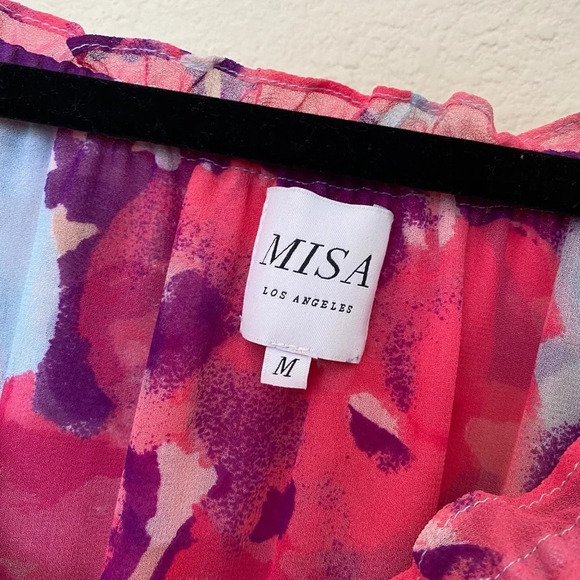 MISA Los Angeles Isella Ruffled Floral Mini Dress pink blue size M‎ - Picture 9 of 10